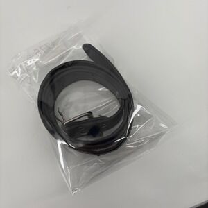 Black Faux Leather Belt Size 1XL Silver Buckle Casual Fashion